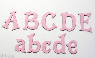 Pink Textured Self Adhesive Chipboard stickers Alphabet Letter 60 pcs