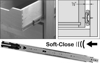 KV 8450 B Soft Close Drawer Slide Cabinet Hardware 8450B Full