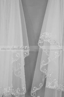 New fashion 2 Layer Handmade Beaded wave edge Bridal Accessories Veil