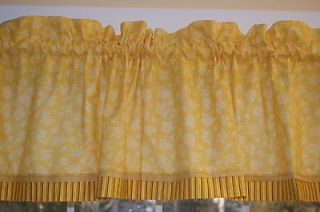Bright Mustard Yellow White Floral Toile Valance 17 X 81 Can Be