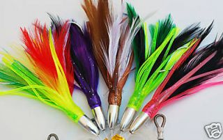 Pack of Rigged Mini Feathers Trolling Lures. Top Tuna, Tailor
