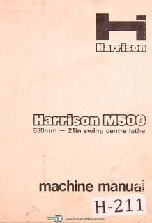 Harrison M500 Lathe, (530mm 21in.), Operation, Maintenance and Parts