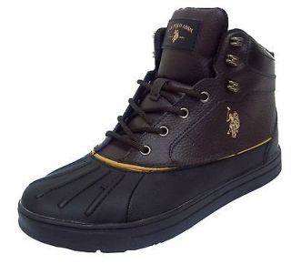US Polo Assn RAMPART Mens Brown Black LEATHER Lace Up Winter Boots