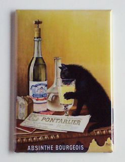Absinthe Black Cat FRIDGE MAGNET bourgeois alcohol beer poster vintage
