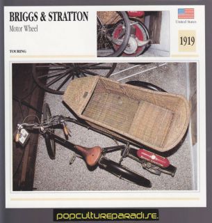1919 BRIGGS & STRATTON MOTOR WHEEL Motorcycle SPEC CARD