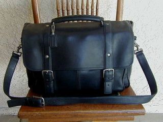 Black Rugged Rustic Leather COACH Messenger Briefcase~Brie f Bag