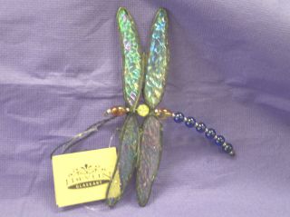 Devlin Glass Art Stained DRAGON FLY Ornament/Sunca tcher *NEW IN BOX