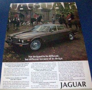1979 Jaguar XJ sedan car Ad ~ Fox Hunt hounds dogs horses red jackets