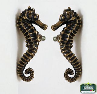 Left Right Side SOLID BRASS SEA HORSE Cabinet Brass KNOB Drawer Pull