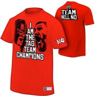 Daniel Bryan & Kane TEAM HELL NO Red WWE Authentic T Shirt OFFICIAL
