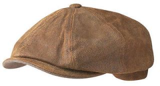 Burney Stetson Classic Leather Cap  Baker boy style Hat   New