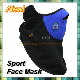 Black Neoprene Bike Snow Neck Warm Face Mask Veil Blue