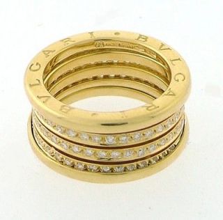 BVLGARI BULGARI B.Zero1 Yellow Gold Pave Diamond Ring Size 7.5 (56