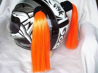 Orange Helmet Pigtails ~ Skateboard Bike Motorcycle Snowmobile ATV