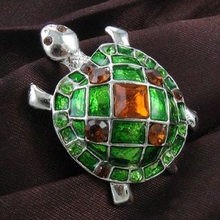 Dark Stone Brown Turtle Tortoise Animal Enamel Designer Brooch Pin