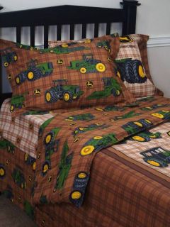 John Deere Traditional Tractor and Plaid Comforter
