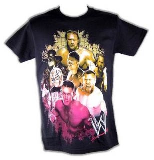 John Cena Rey Mysterio Daniel Bryan Group WWE Mens Black T shirt