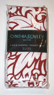 CYNTHIA ROWLEY New York HOME 4 Pack TABLE Kitchen NAPKINS Cloth SYBIL