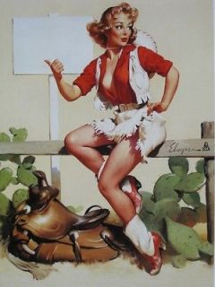 ELVGREN PINUP GIRL COWGIRL BEAUTY READY TO SADDLE UP A+