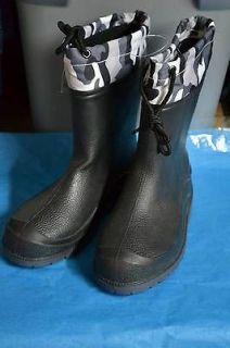 NWT Youth Boys sz 1 Black Rain/Snow Camo Rubber Boots ~
