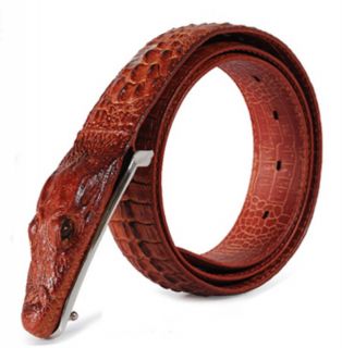 New Genuine Brwon Leather Belt with crocodile Buckle For Mens Belt