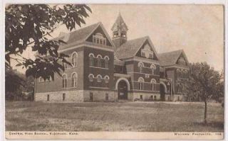 Eldorado Kansas Postcard Central High School Building w/ KS Postmark