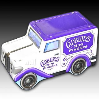 CADBURYS MINI FINGERS METAL TIN DELIVERY TRUCK SHAPED ADVERTISING