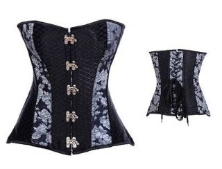 Black Gray Floral Full Steel Boned Gothic Style Corset S M L XL