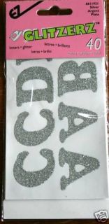 GLITZERZ IRON ON LETTERS   SILVER 5 PACKS