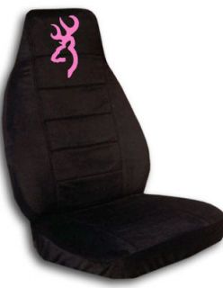 CUTE CAR SEAT COVERS VELOUR BLACK WITH PINK browning FRONT + REAR