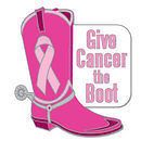 Brand New Pink Ribbon Breast Cancer Cowboy Give Cancer a boot Pin