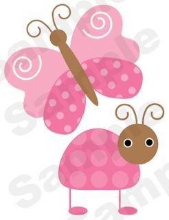 MOD BUTTERFLY LADYBUG SNAIL BABY GIRL NURSERY WALL STICKERS DECALS