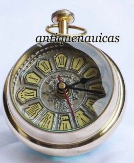 Nautical Polished Nautical Brass Paper Weight Clock, Antique Look