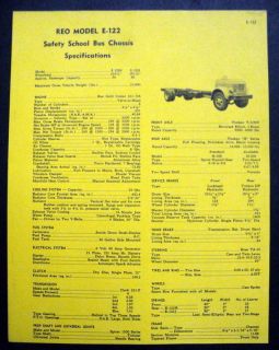 REO 1951 E 122 Safety School Bus Chassis Bus Brochure