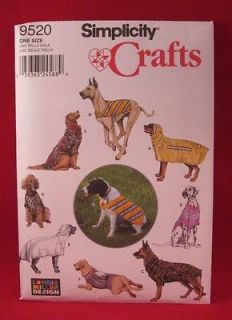 NEW Simplicity #9520 Sewing Pattern Dog Pet Clothes UNCUT  Large Size