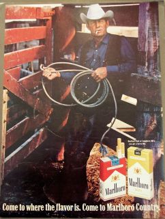 1969 Marlboro Man cowboy w/ lasso Original Vintage Cigarette Ad