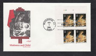 Christmas Stamp   1996   Madonna and Child First Day Cover with Plate