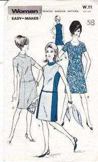 VINTAGE 1960s SEWING PATTERN MISSES PANEL DRESES SIZE 38 #943