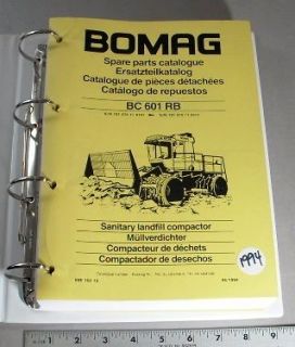 BOMAG PARTS MANUAL   BC601RB SANITARY LANDFILL COMPACTOR   1994