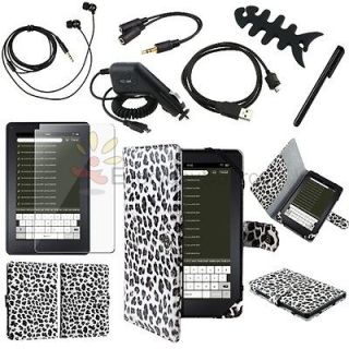 Accessory PU Leather Case+Car Charger+Stylus+SP For New Kindle Fire 1