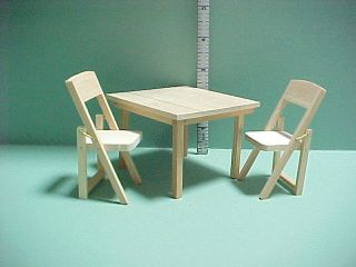 Folding Card Table & 2 Chairs Dollhouse Miniature