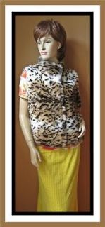 ILLUSION by Sherry Cassin Faux Fur Animal print Cheetah Vest Sz M 8 10