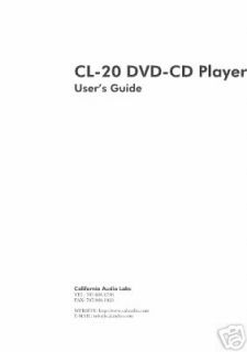California Audio LabsCL 20/25 owners manual