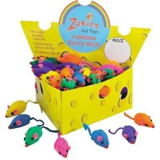 Zanies Rainbow Rabbit Fur Mice with Rattle in Lots of 10, 30 and 60