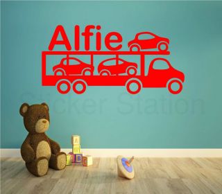 Car Transporter Lorry Kids Personalised Any Name Bedroom Wall Art