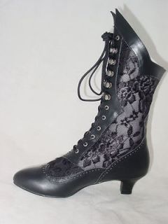 Victorian Gothic Steampunk style lace insert granny boots sizes 6 12