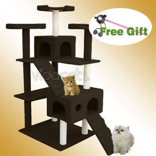 72 Dark Chocolate Brown Cat Tree Condo Furniture Scratch Post Pet