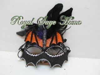 Halloween Black Orange Vampire Bat Masquerade Carnivale Costume Mask