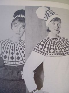 NORWEGIAN SWEATER knitting 50 patterns book vintage SCANDINAVIAN hat