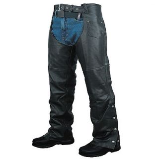 Unisex Mens Womens Leather Biker Motorcycle Chaps Plain New All Sizes